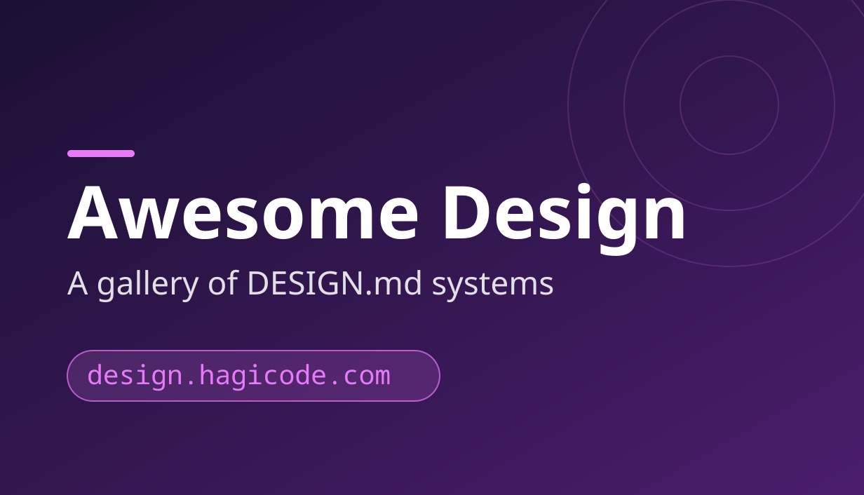 Awesome Design banner: a gallery of DESIGN.md design systems