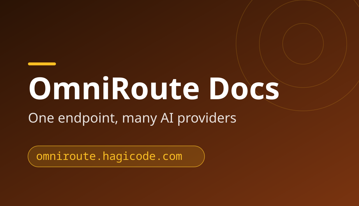 OmniRoute Docs banner: one endpoint for many AI providers